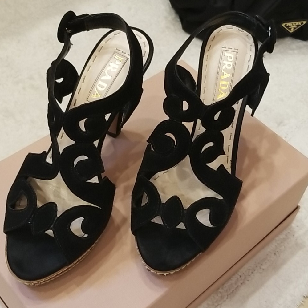 Prada Black Platform Sandals